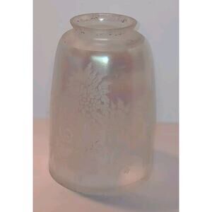 Vintage Frosted Iridescence Etched Victorian Glass Lamp Shade 5.5"H